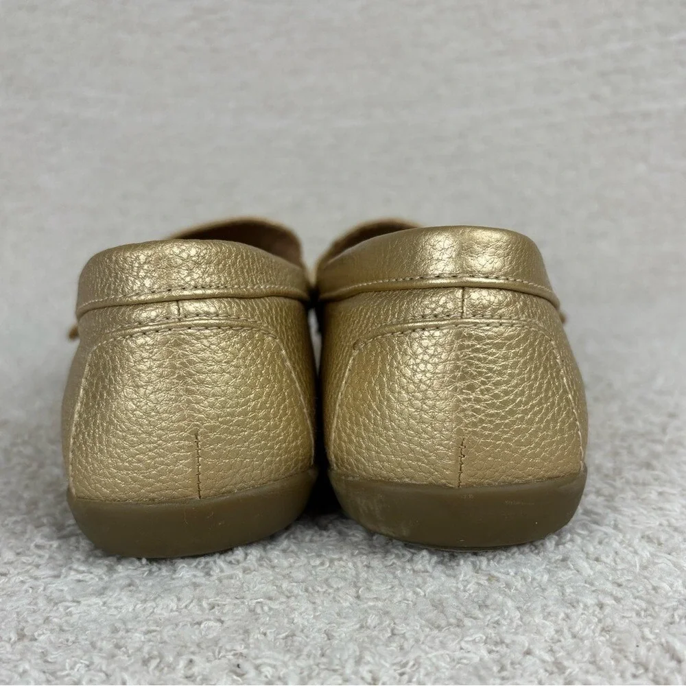 G.H. Bass & Co Shoes Womens 9M Gold Metallic Betsy Round Toe Slip On Loafer Flat